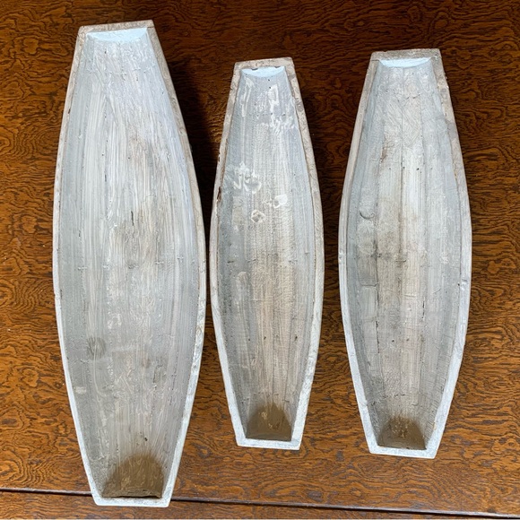 Set of 3 White Washed Decorative Bowls - Picture 3 of 7